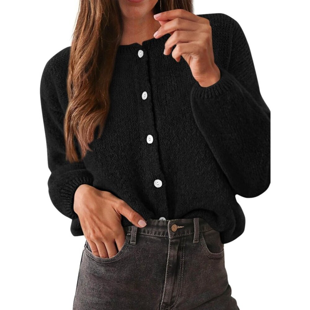 Women’s Knit Cardigan Long Sleeve Button Up Casual Outerwear - Picture 1 of 5